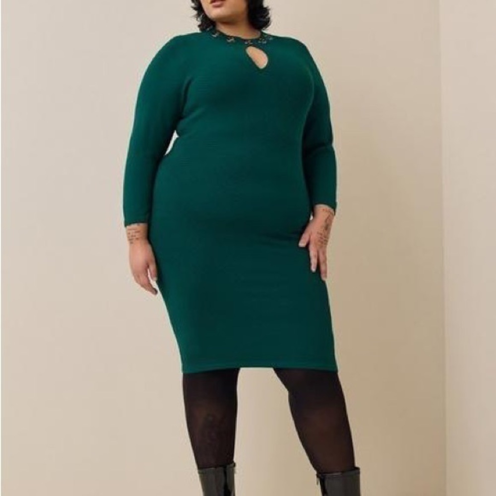 🆕 NWOT Women’s torrid 2 Green Sweater Dress 2 2X XXL 18 20